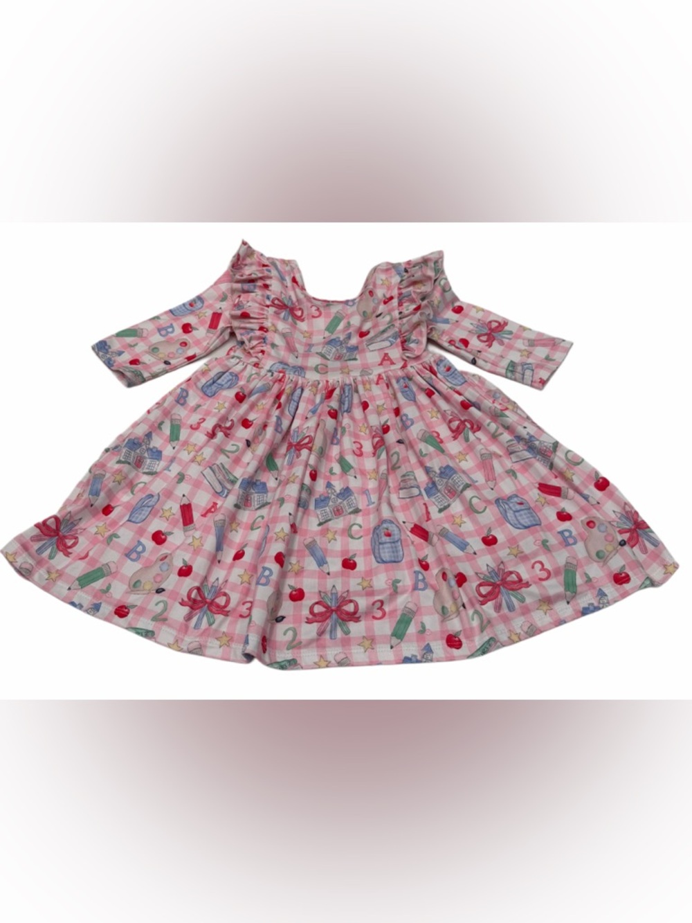Mila & Rose Babe Girl Dress School Backpack Pencil Apple Print Sir 3T